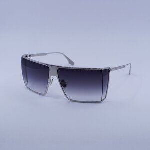 Victoria Beckham VB249S 040 Sunglasses Silver Rectangle Frame, Smoke Lenses